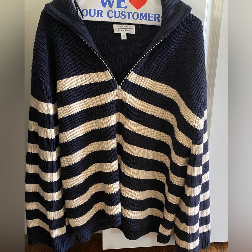 & Other Stories Striped Knitwear Quarterzip Sweater